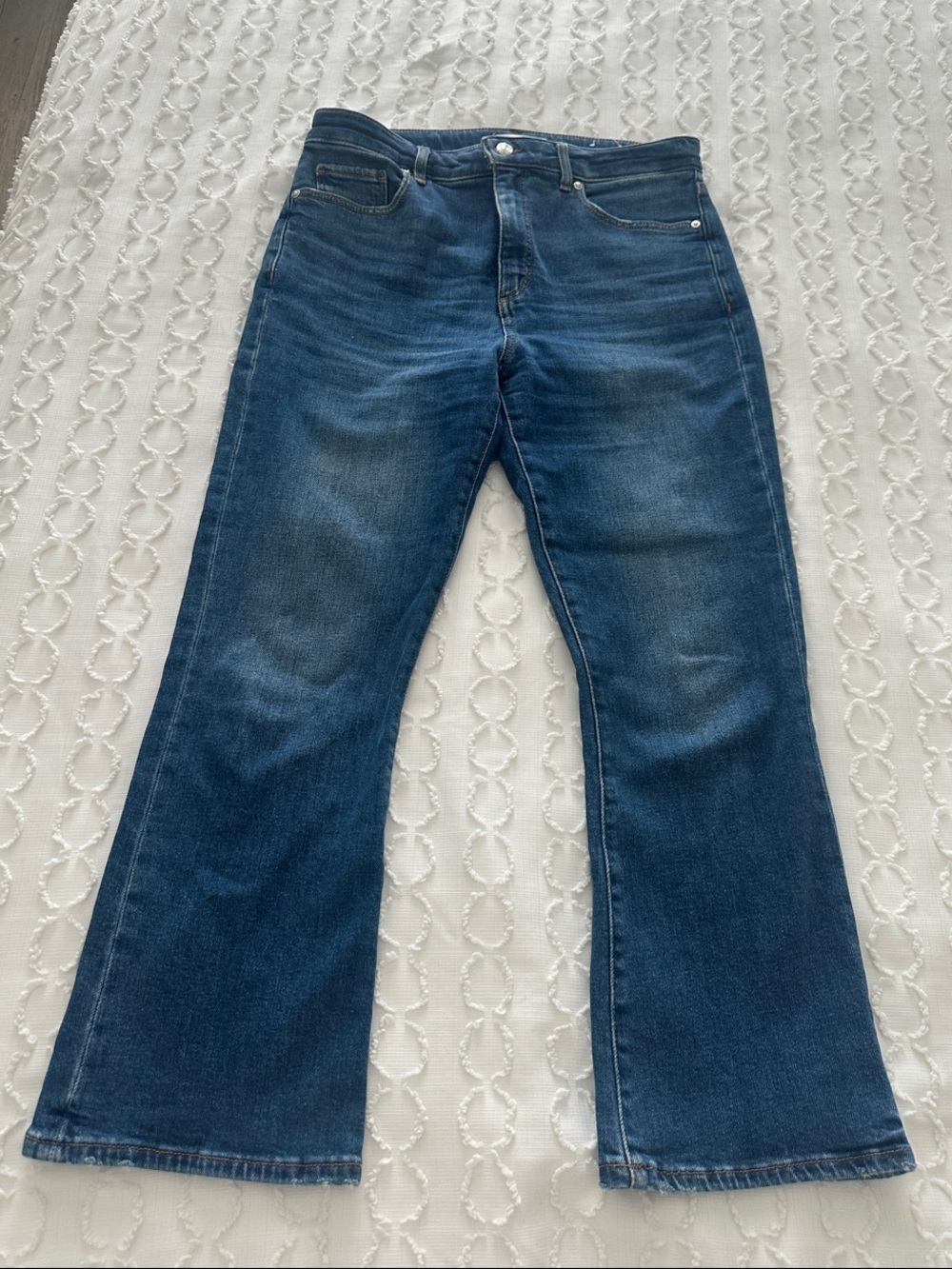 LOFT Dark Blue Denim Cropped Kick Crop Jeans